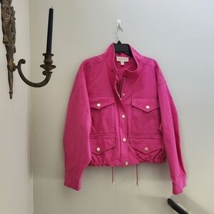 MICHAEL Michael Kors Hot Pink 4-Pocket Cotton Canvas Anorak Jacket Size M